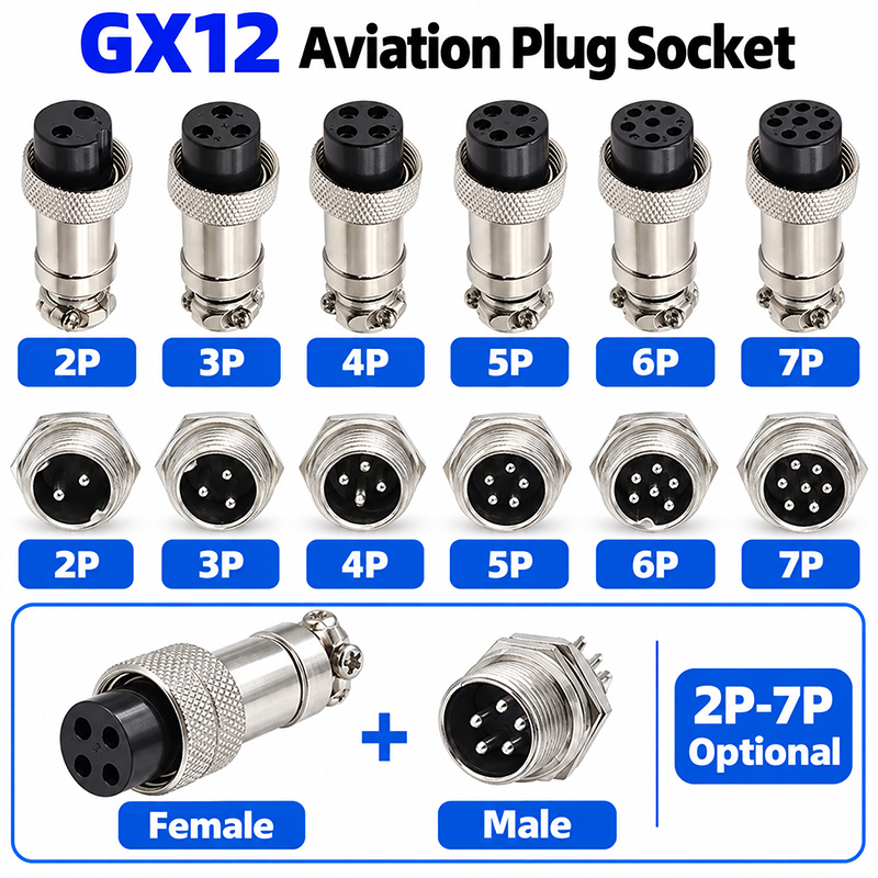 Aviator Connector Kit - 10 Adet GX12 12 mm Dairesel