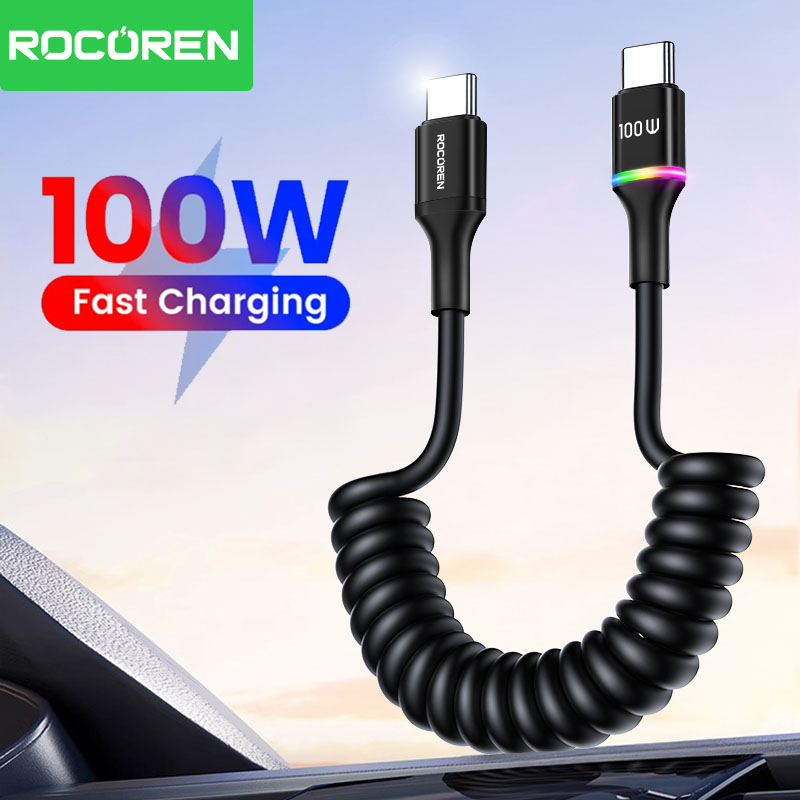 Coiled Usb Cable - Rocoren PD 100W USB-C - Type-C