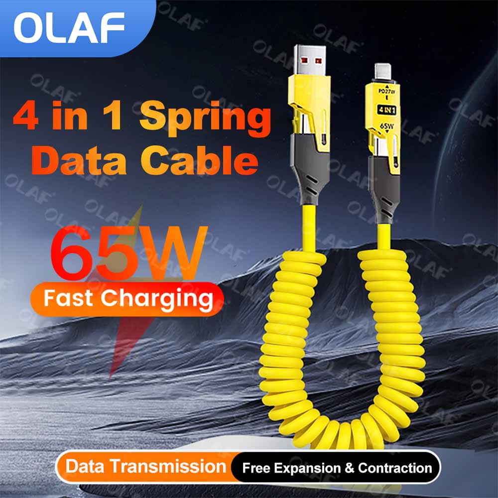 Coiled Usb Cable - 4'ü 1 arada PD 27W 65W