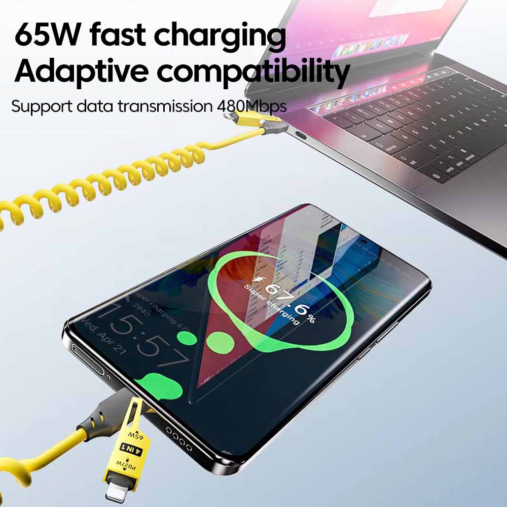 4'ü 1 arada PD 27W 65W Hızlı Ş - Coiled Usb Cable incelemesi ve fiyatı