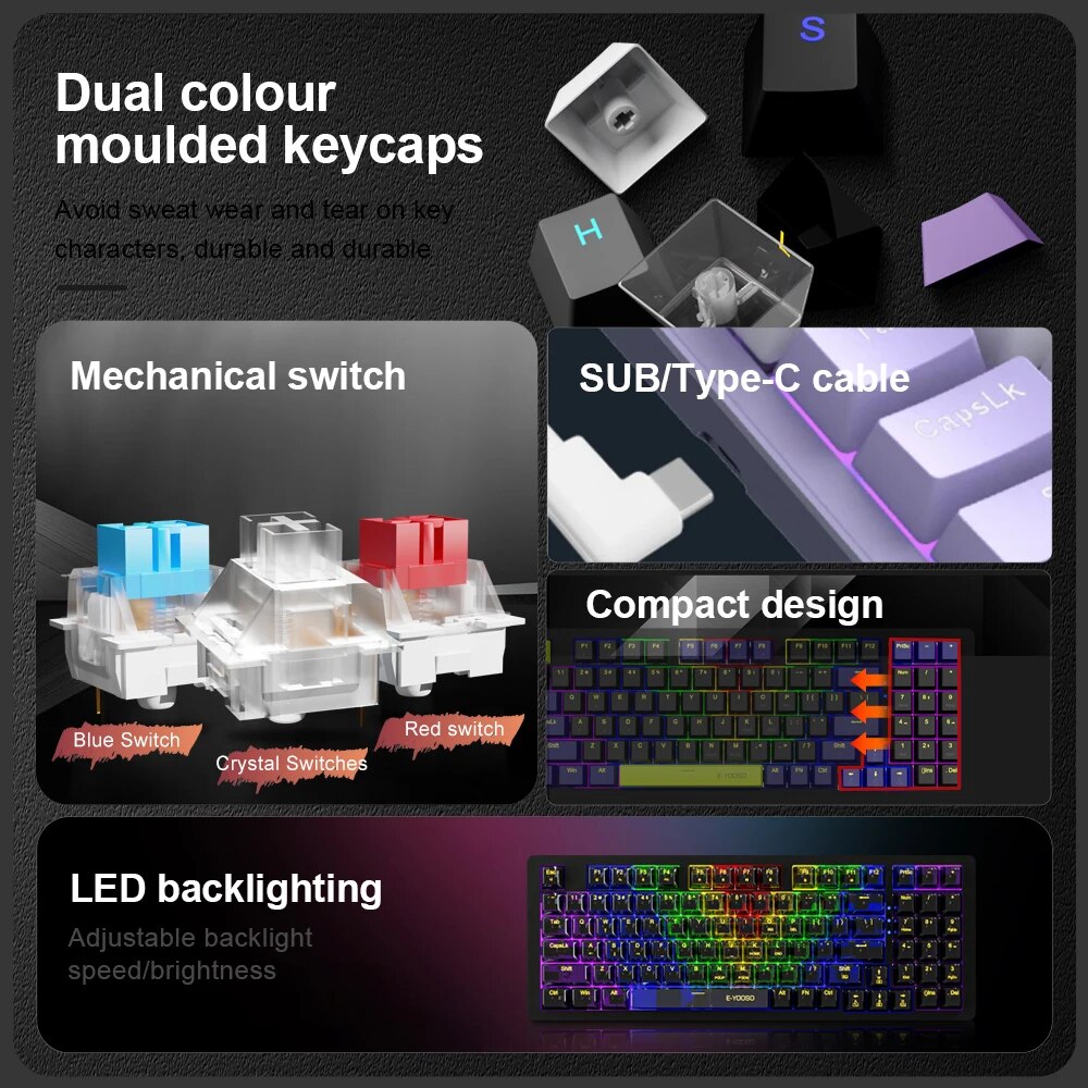 E-YOOSO Z94 USB mekanik oyun k - Gaming Keyboard Budget incelemesi ve fiyatı